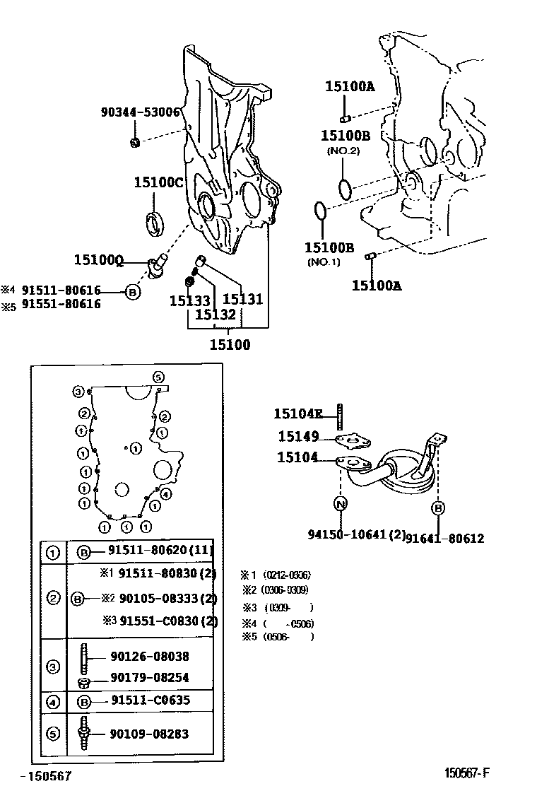 Toyota YARIS Engine Oil Pump EPC diagram — 150567F