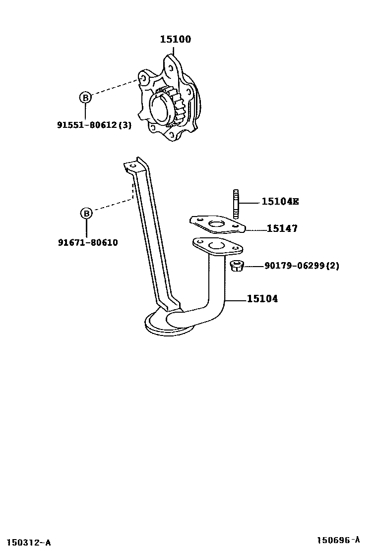 Toyota YARIS Engine Oil Pump EPC diagram — 150696A