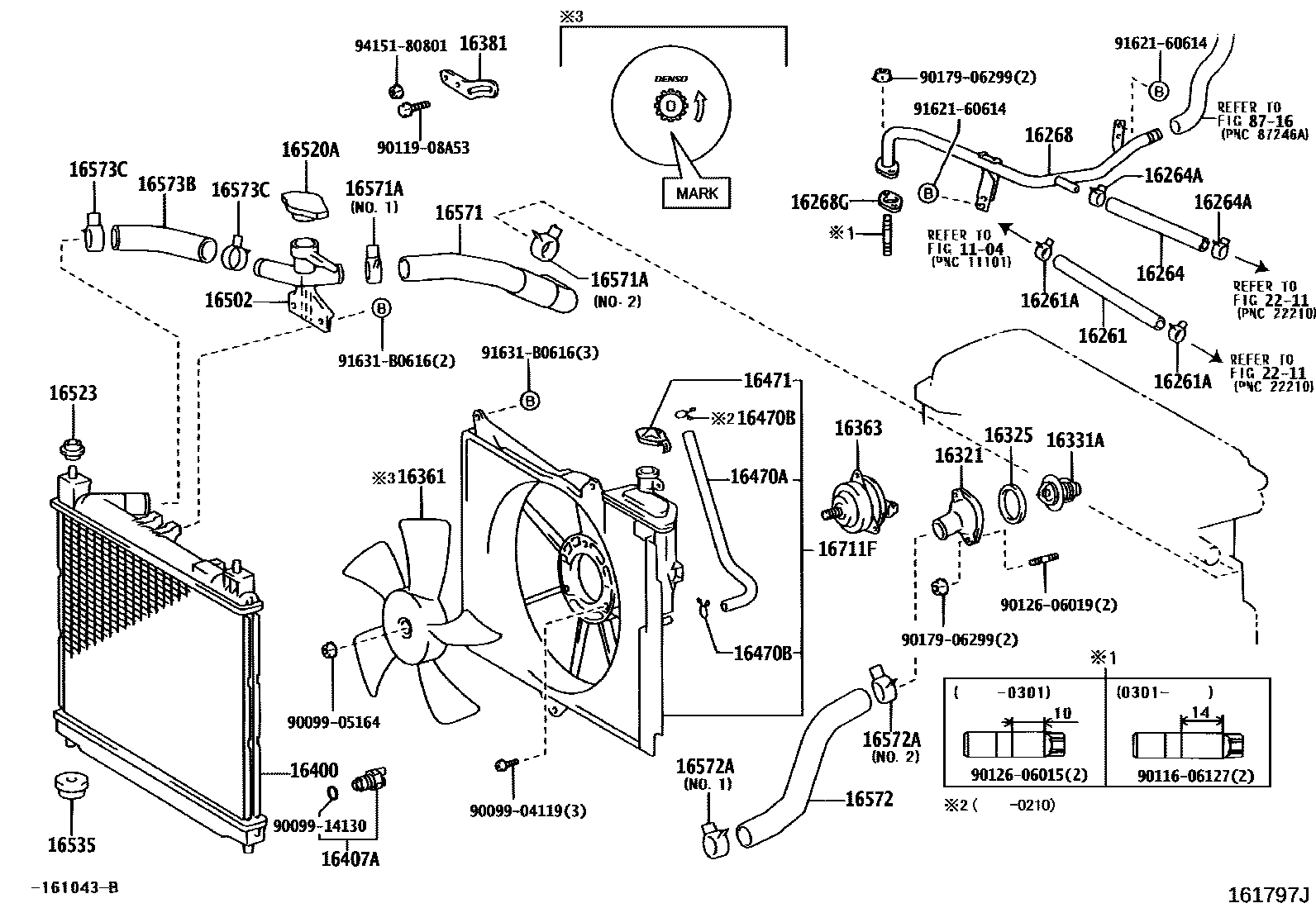 Toyota YARIS RADIATOR & WATER OUTLET EPC diagram — 161797J