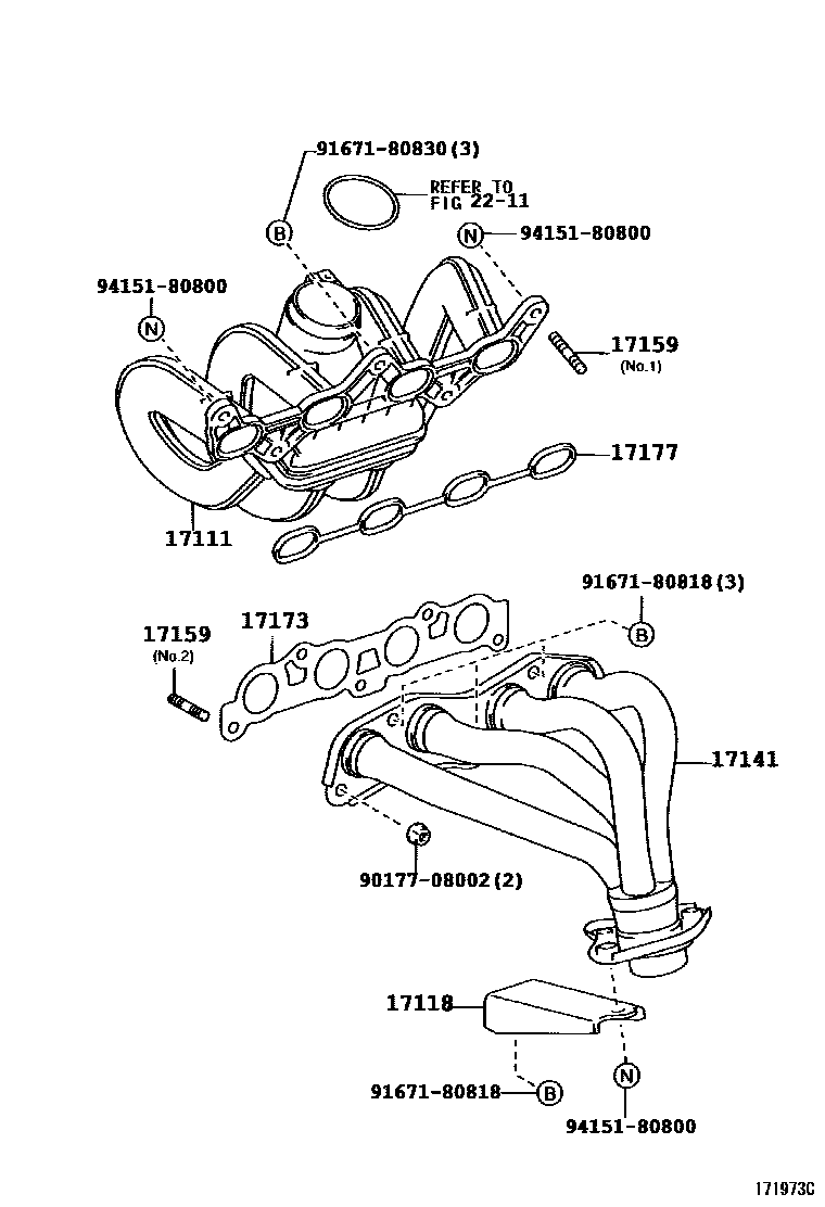 Toyota YARIS Manifold EPC diagram — 171973C