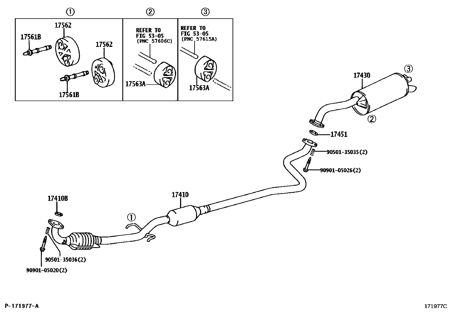 Toyota YARIS Exhaust Pipe EPC diagram — 171977C
