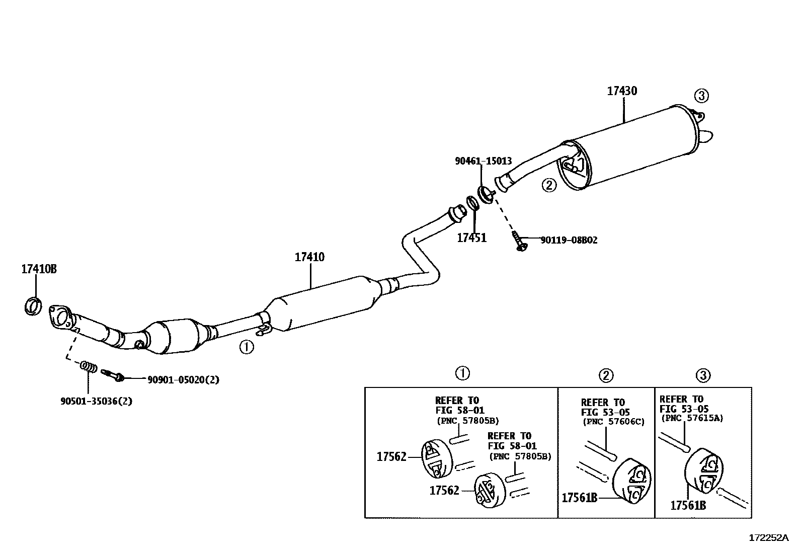 Toyota YARIS Exhaust Pipe EPC diagram — 172252A