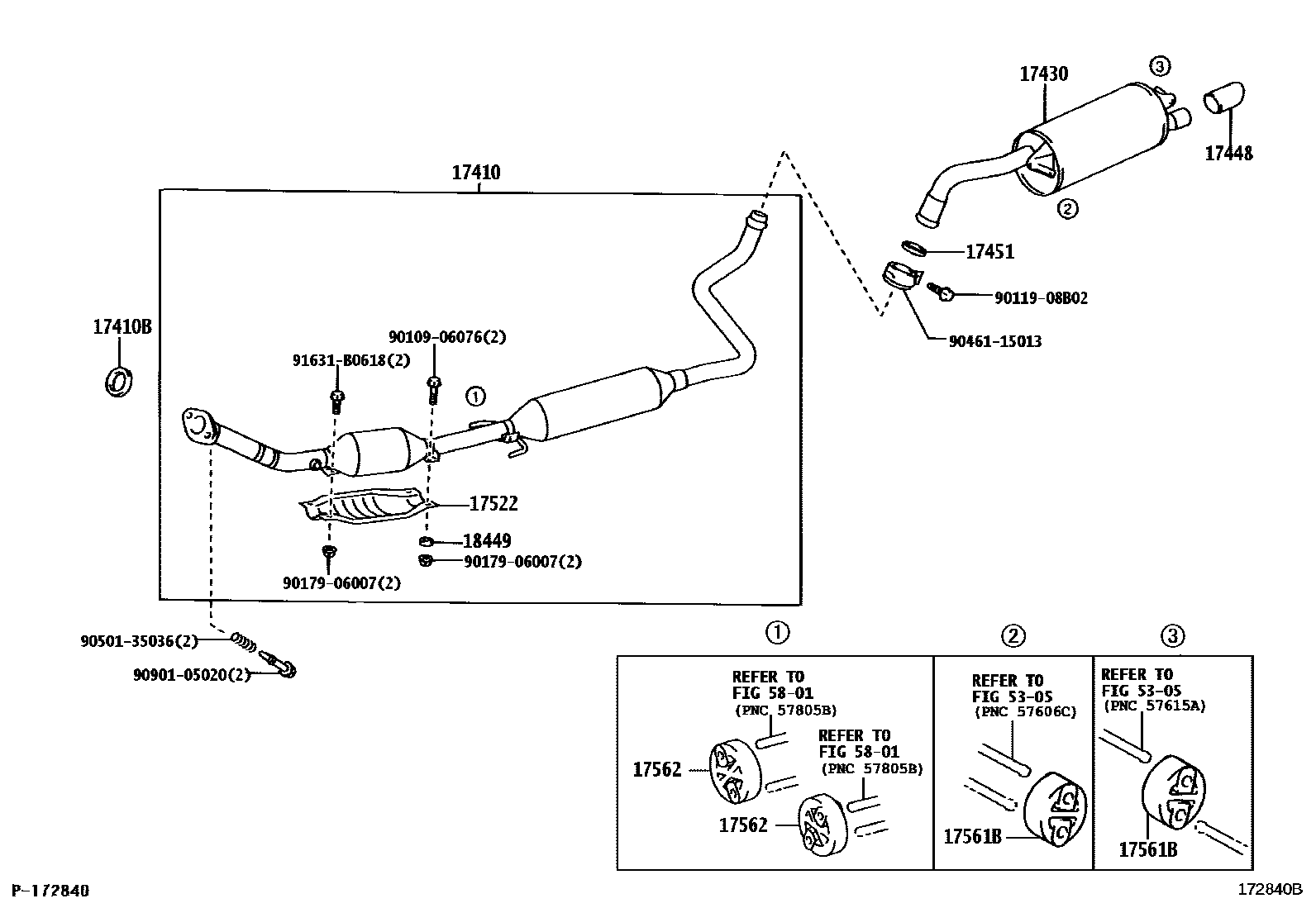 Toyota YARIS Exhaust Pipe EPC diagram — 172840B
