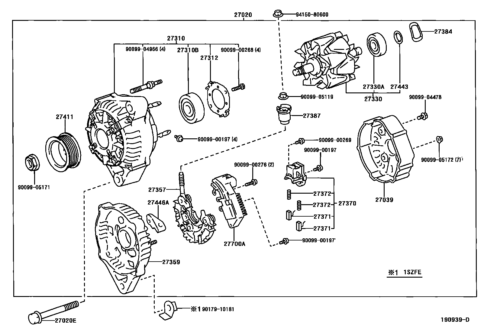 Toyota YARIS Alternator EPC diagram — 190939D