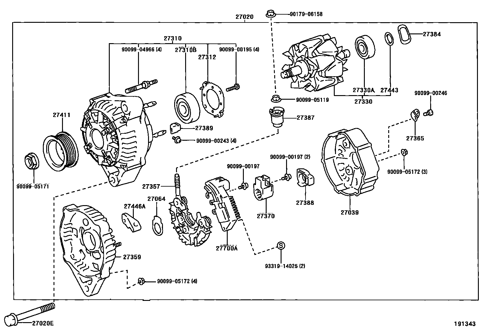 Toyota YARIS Alternator EPC diagram — 191343