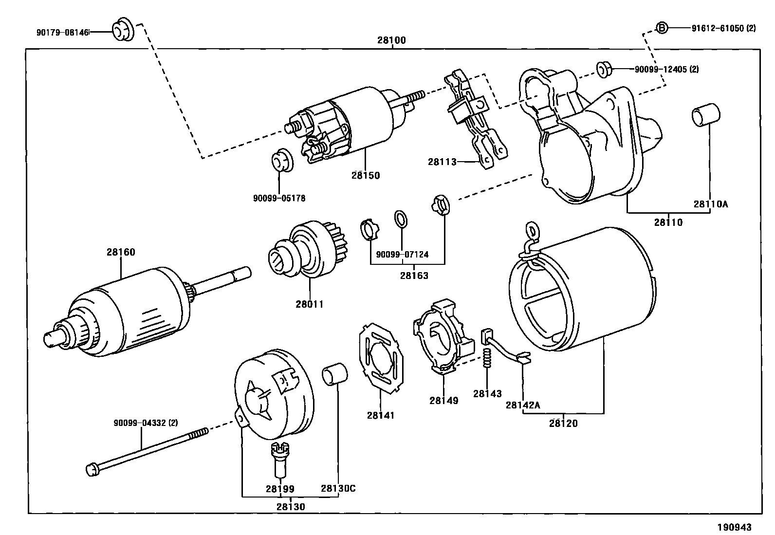 Toyota YARIS 起动机 EPC diagram — 190943