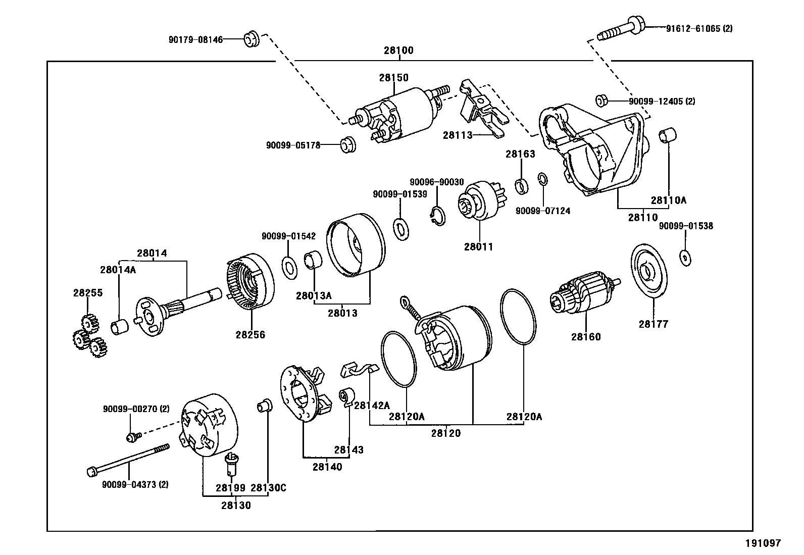 Toyota YARIS 起动机 EPC diagram — 191097