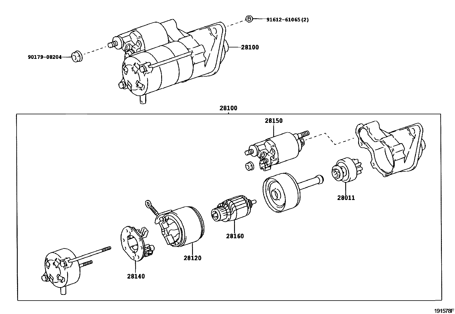 Toyota YARIS 起动机 EPC diagram — 191576F