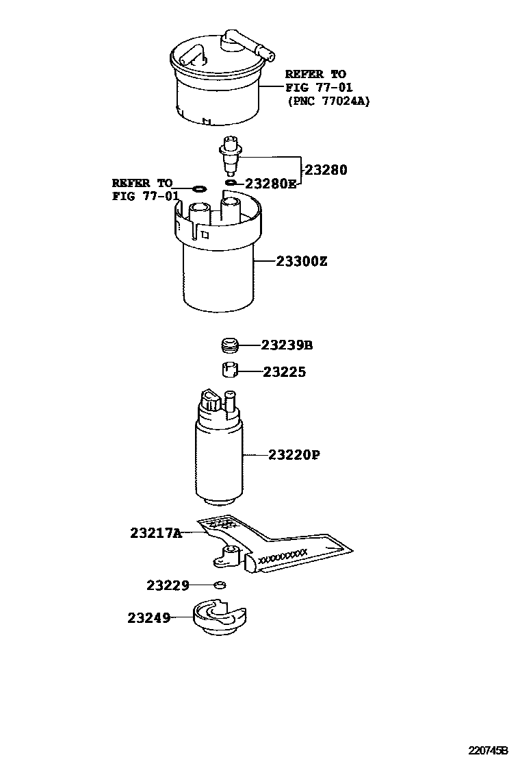 Toyota YARIS 燃油喷射系统 EPC diagram — 220745B