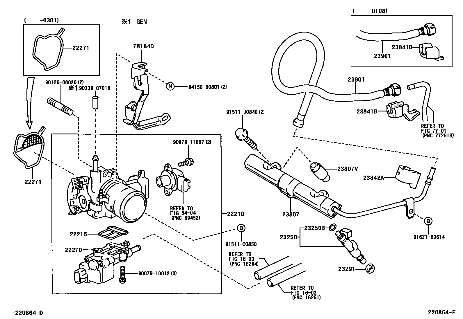 Toyota YARIS 燃油喷射系统 EPC diagram — 220864F