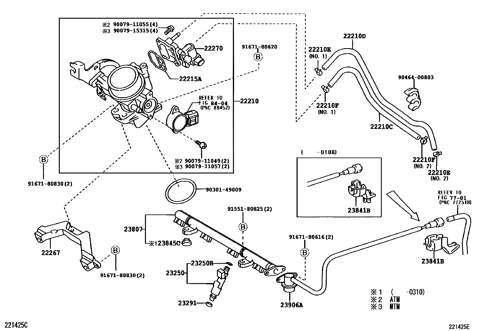 Toyota YARIS 燃油喷射系统 EPC diagram — 221425E