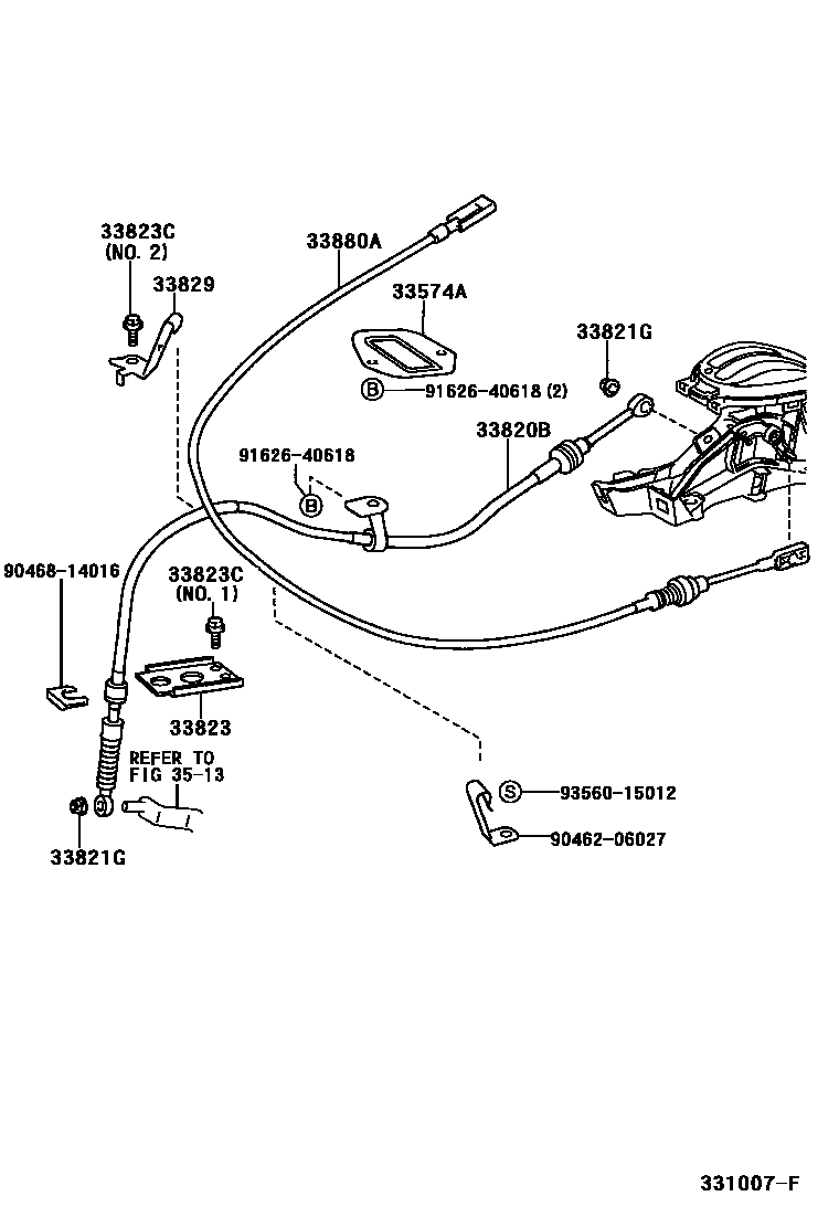 Toyota YARIS Shift Lever & Retainer EPC diagram — 331007F