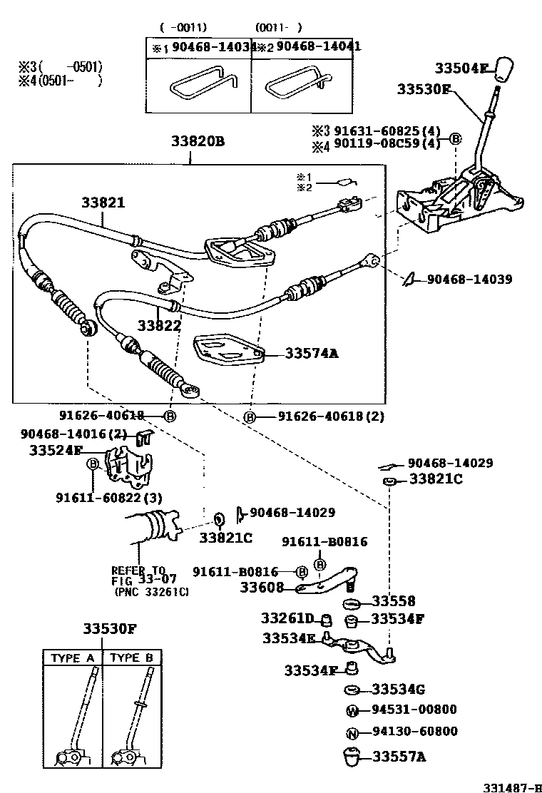 Toyota YARIS Shift Lever & Retainer EPC diagram — 331487H