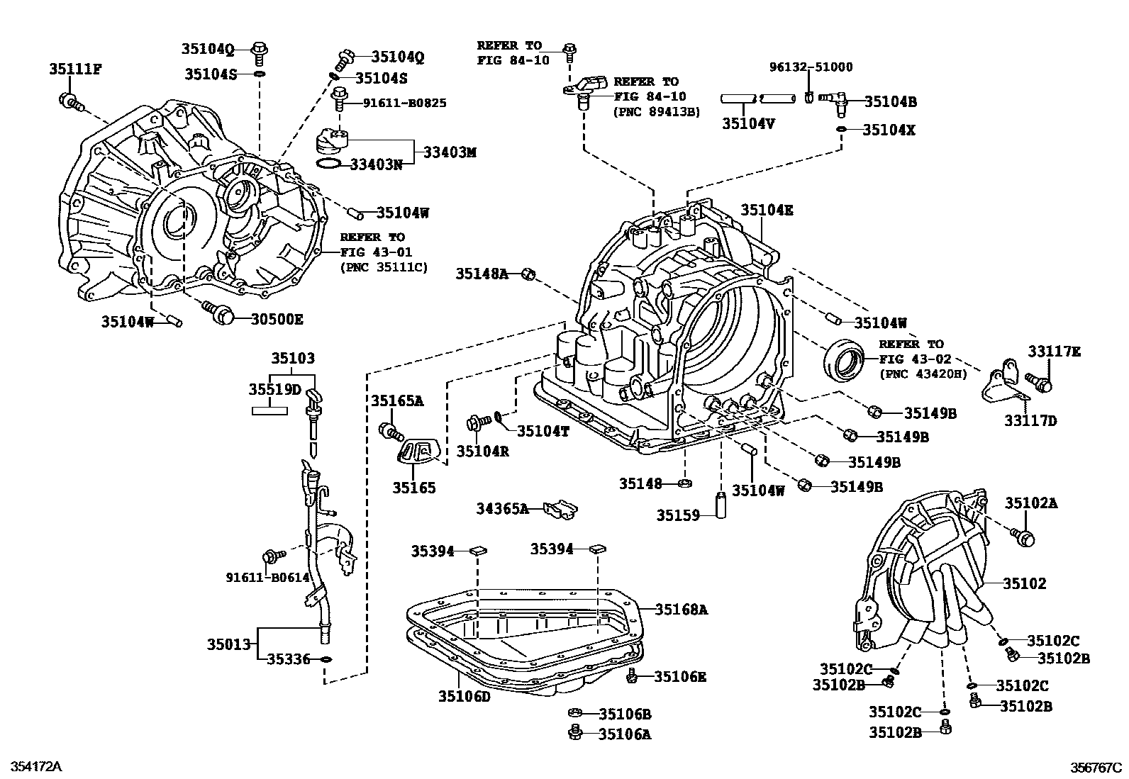 Toyota YARIS 变速器壳和油底壳(ATM) EPC diagram — 356767C