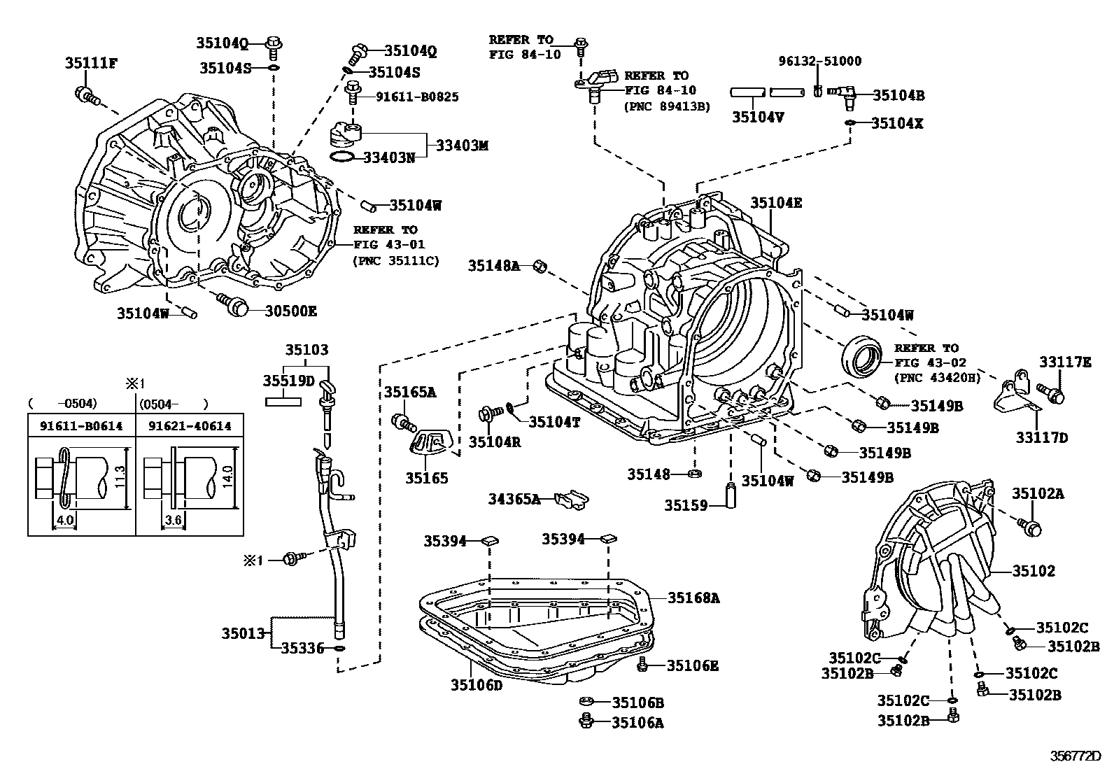 Toyota YARIS 变速器壳和油底壳(ATM) EPC diagram — 356772D