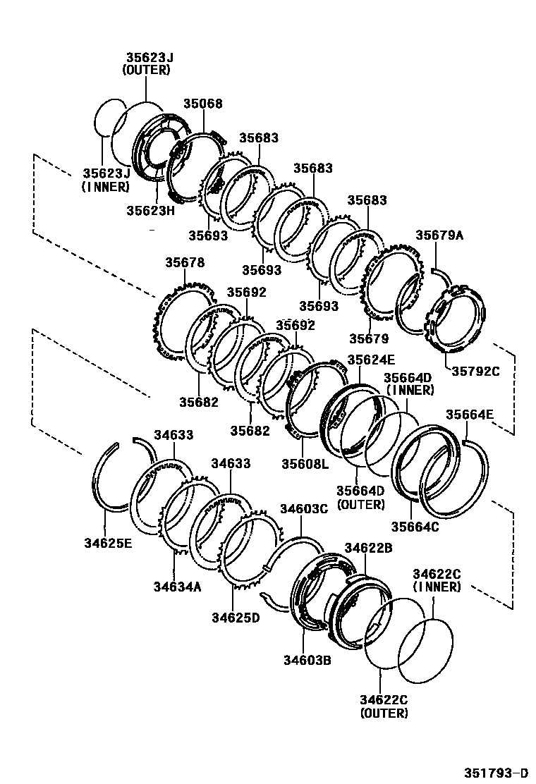 Toyota YARIS 3号制动器、一档和倒档制动器(ATM) EPC diagram — 351793D