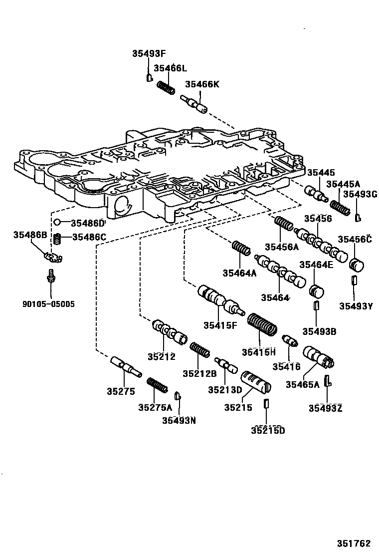 Toyota YARIS 阀体和滤油网(ATM) EPC diagram — 351762