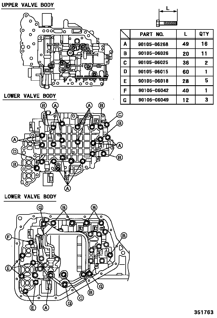Toyota YARIS 阀体和滤油网(ATM) EPC diagram — 351763