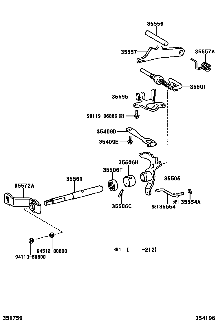 Toyota YARIS 节气阀连杆和阀杆(ATM) EPC diagram — 354196