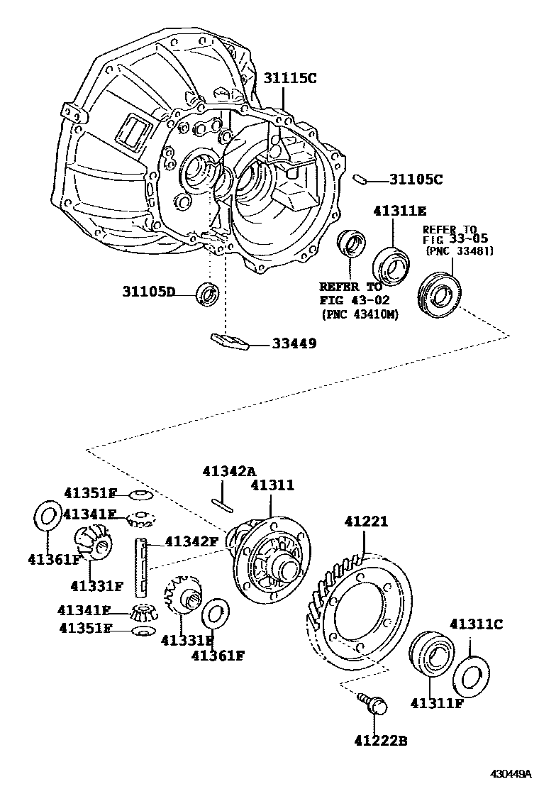 Toyota YARIS 前桥壳和差速器 EPC diagram — 430449A