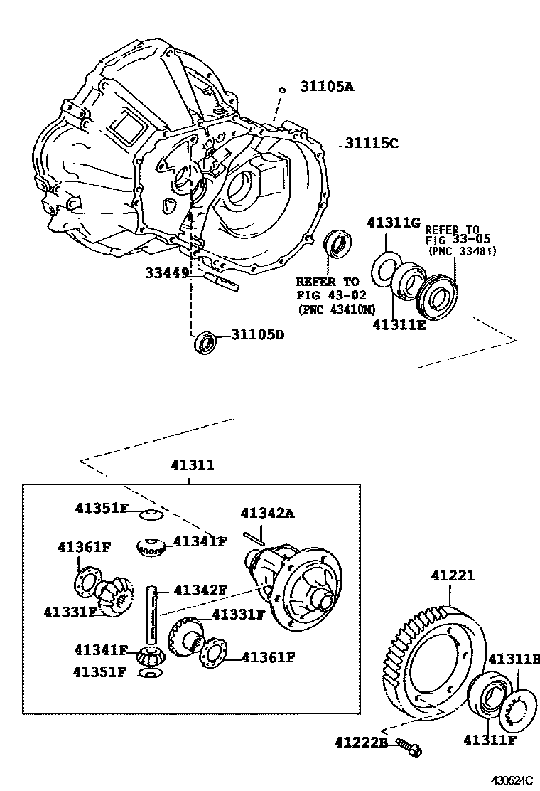 Toyota YARIS 前桥壳和差速器 EPC diagram — 430524C