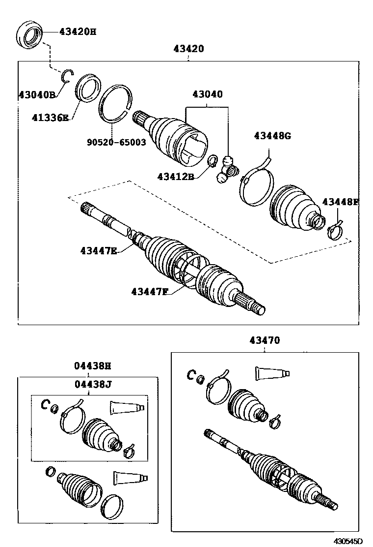 Toyota YARIS Front Drive Shaft EPC diagram — 430545D