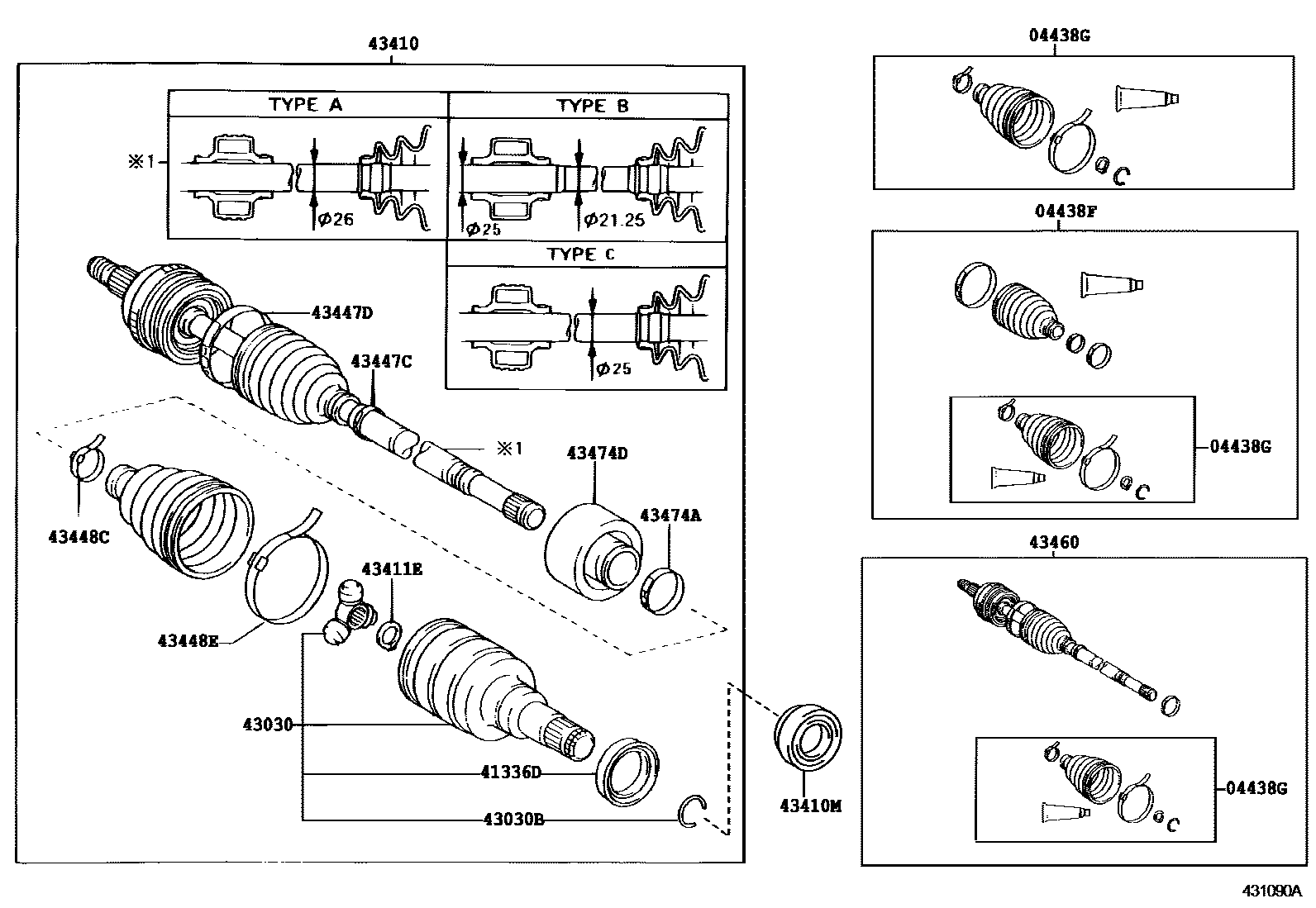 Toyota YARIS Front Drive Shaft EPC diagram — 431090A