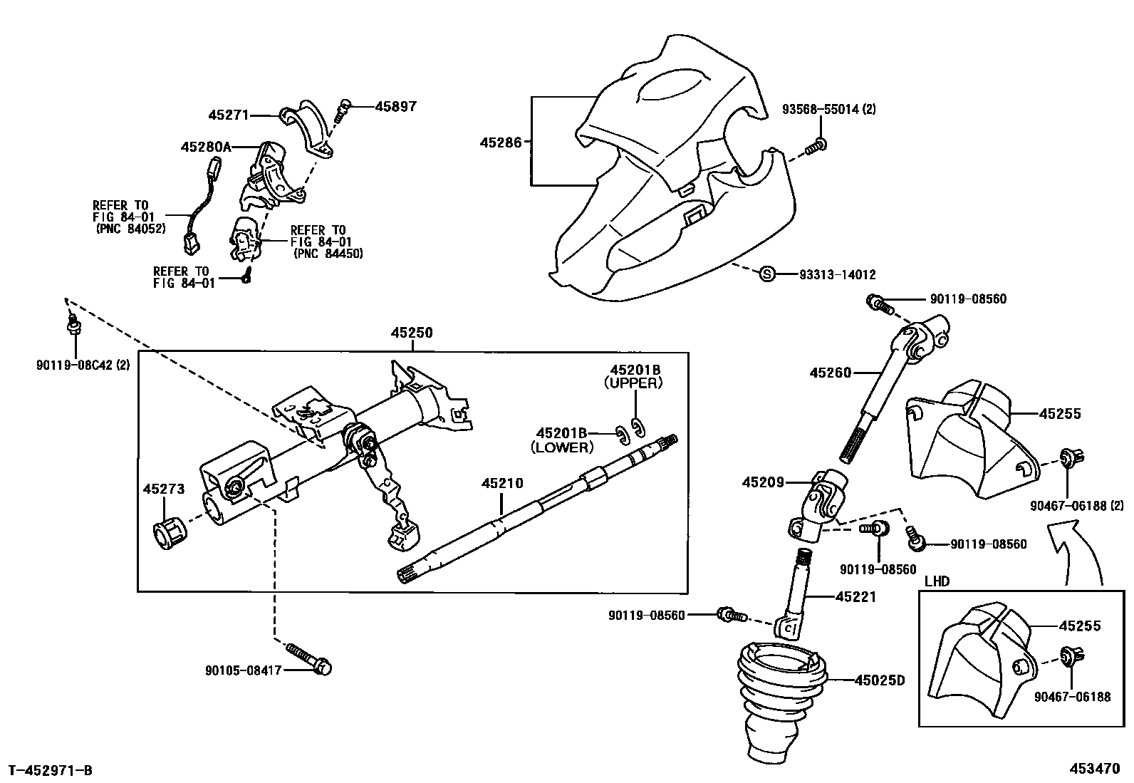 Toyota YARIS Steering Column & Shaft EPC diagram — 453470