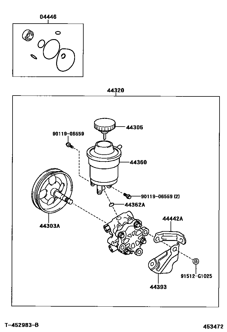 Toyota YARIS 叶片泵和储油罐(动力转向) EPC diagram — 453472