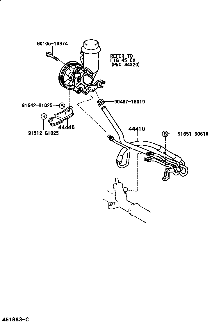 Toyota YARIS 动力转向配管 EPC diagram — 451883D