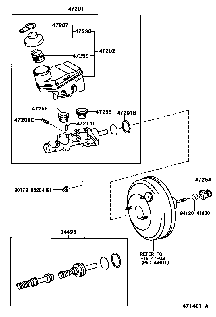 Toyota YARIS 制动总泵 EPC diagram — 471401A