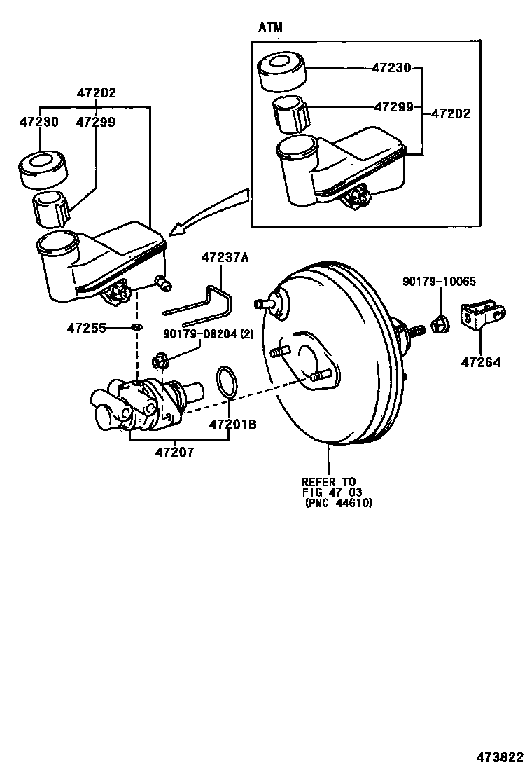 Toyota YARIS 制动总泵 EPC diagram — 473822