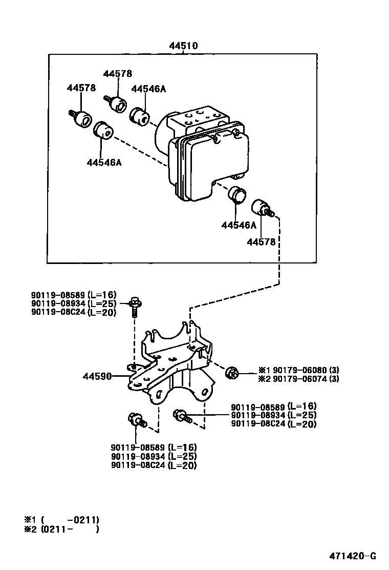 Toyota YARIS 制动配管和卡箍 EPC diagram — 471420G