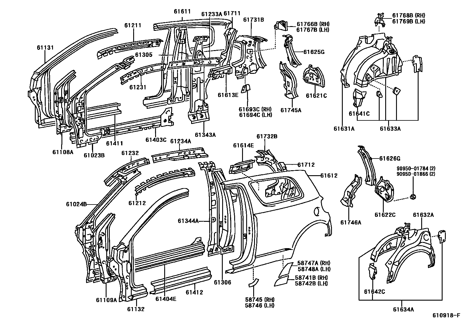 Toyota YARIS 侧梁 EPC diagram — 610918F