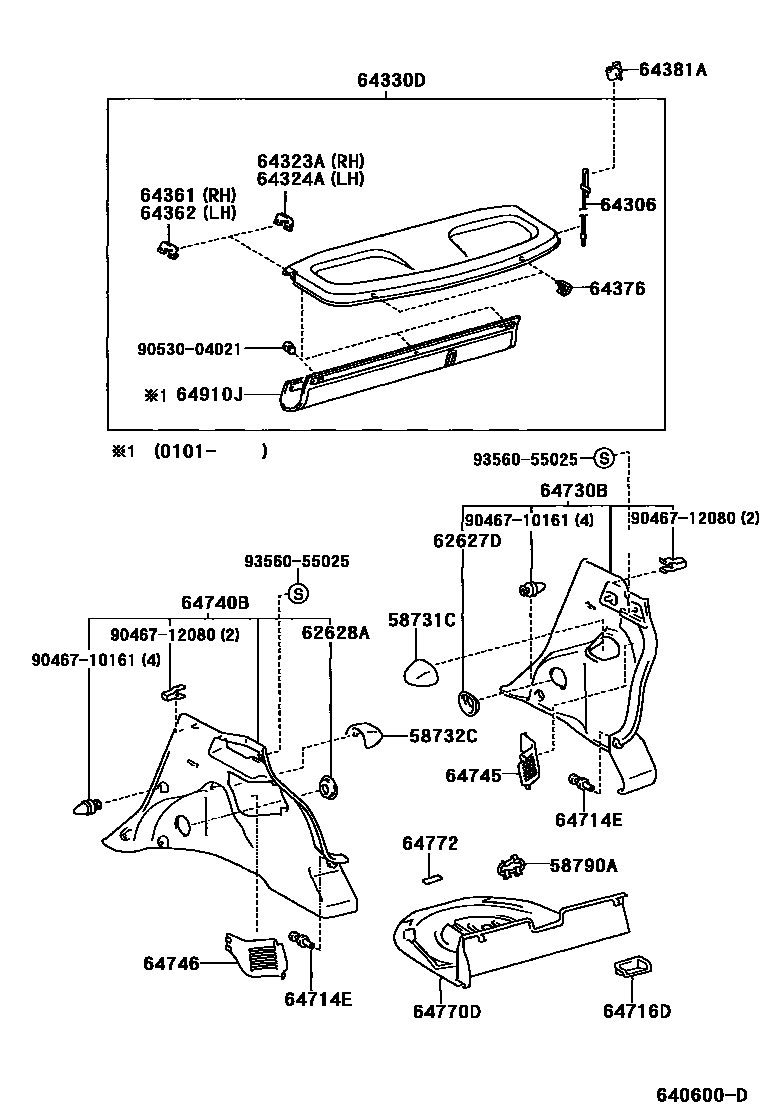 Toyota YARIS 底板和底板装饰罩 EPC diagram — 640600D