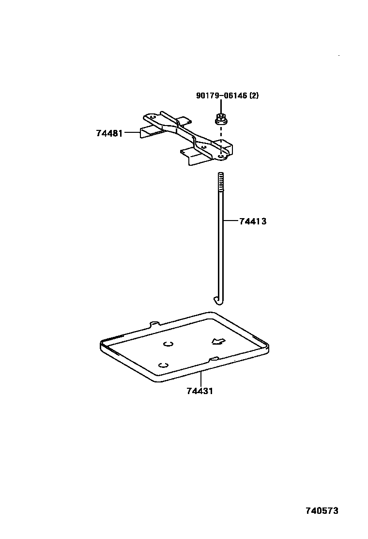Toyota YARIS battery holder EPC diagram — 740573