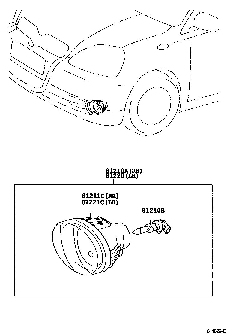 Toyota YARIS Fog Lamp EPC diagram — 811626E