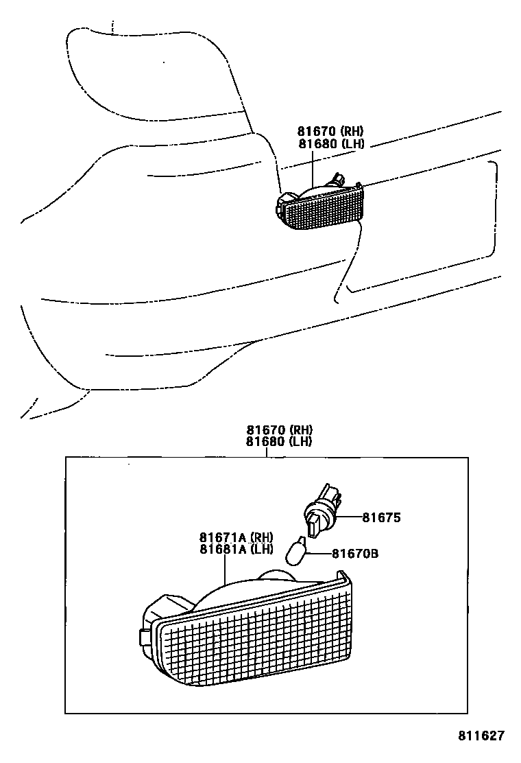Toyota YARIS 倒车灯 EPC diagram — 811627