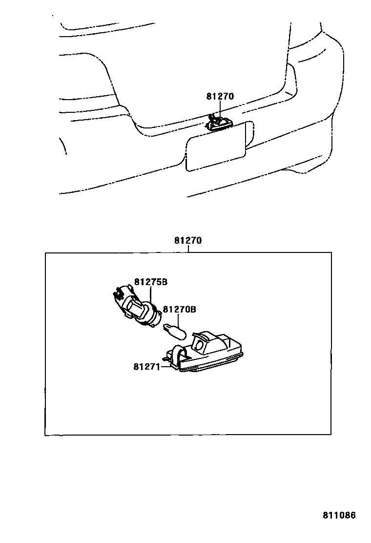 Toyota YARIS 后牌照灯 EPC diagram — 811086