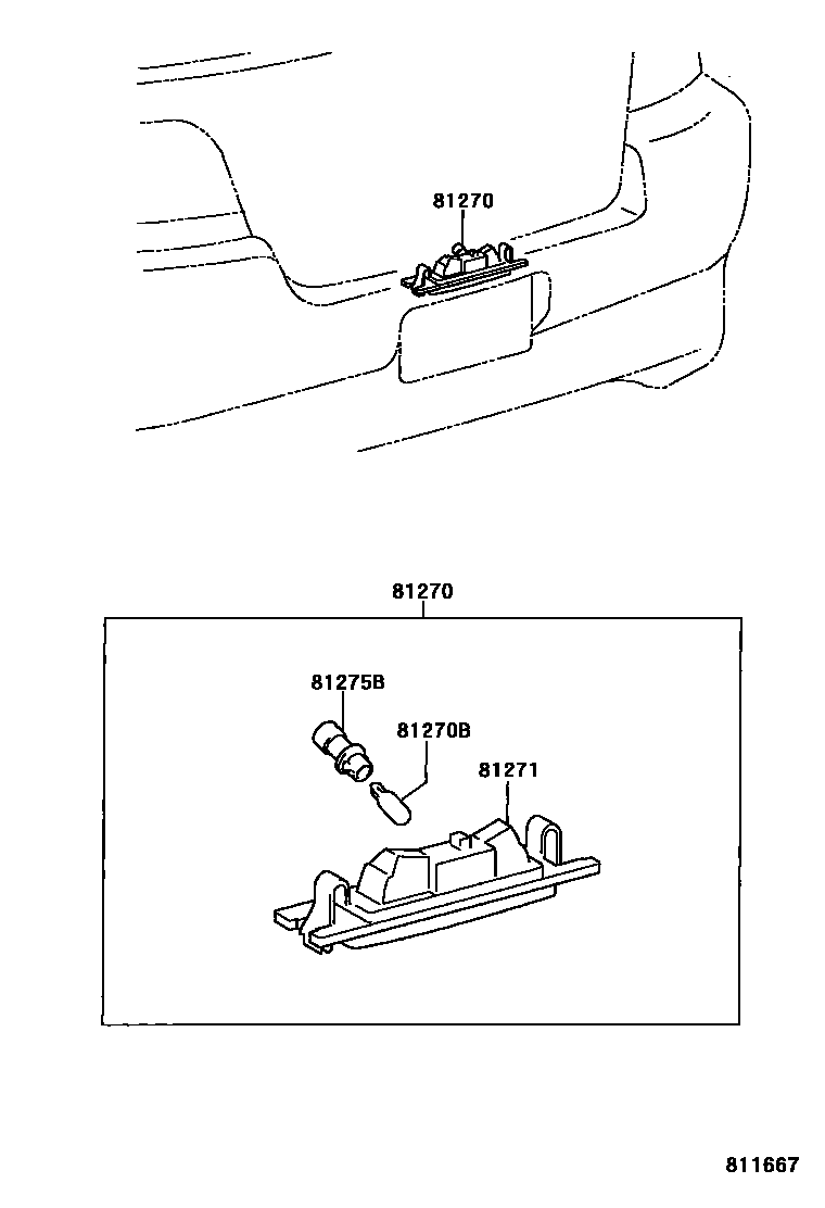 Toyota YARIS 后牌照灯 EPC diagram — 811667
