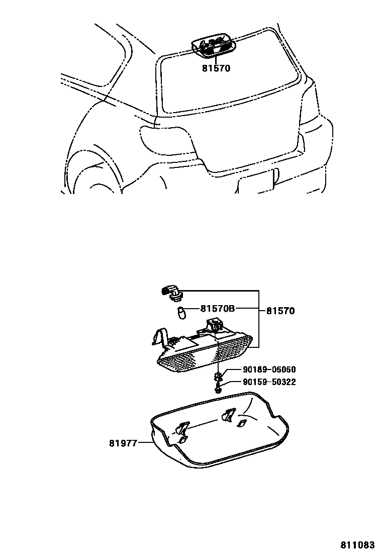 Toyota YARIS 高位刹车灯 EPC diagram — 811083