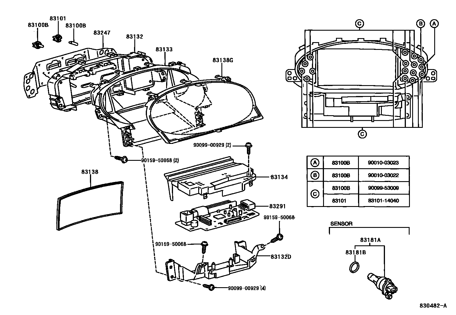 Toyota YARIS 仪表 EPC diagram — 830482A