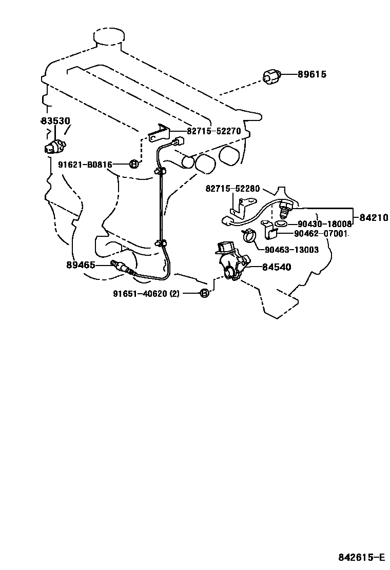 Toyota YARIS 开关和继电器和ECU EPC diagram — 842615E