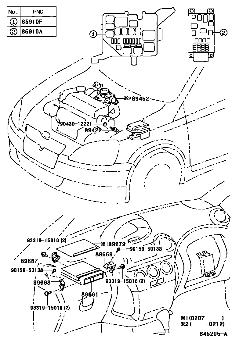 Toyota YARIS 电子燃油喷射系统 EPC diagram — 845205A