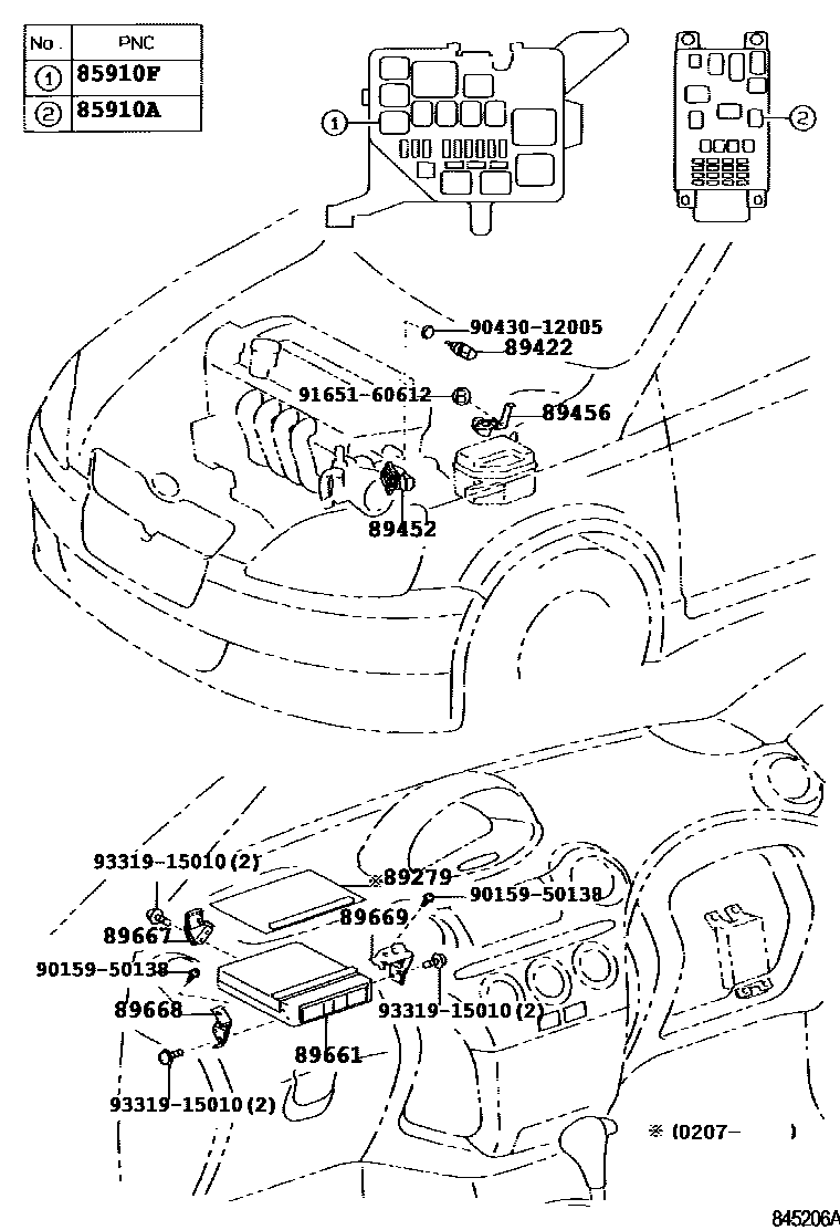 Toyota YARIS 电子燃油喷射系统 EPC diagram — 845206A