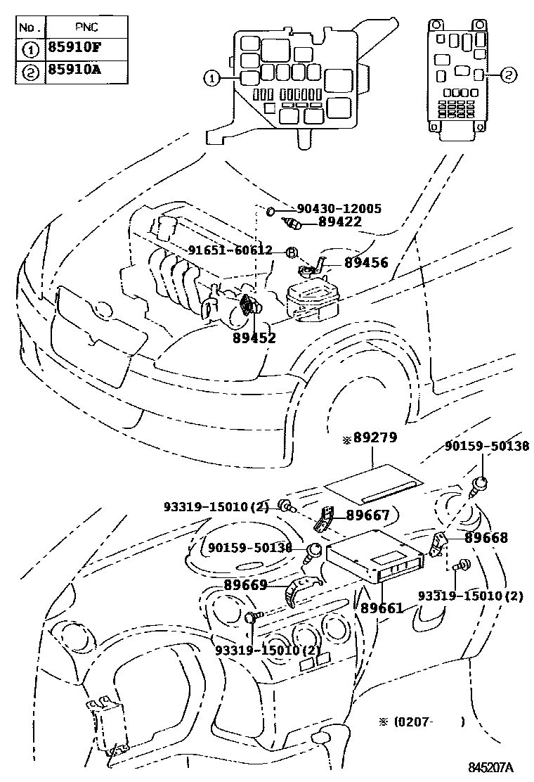 Toyota YARIS 电子燃油喷射系统 EPC diagram — 845207A