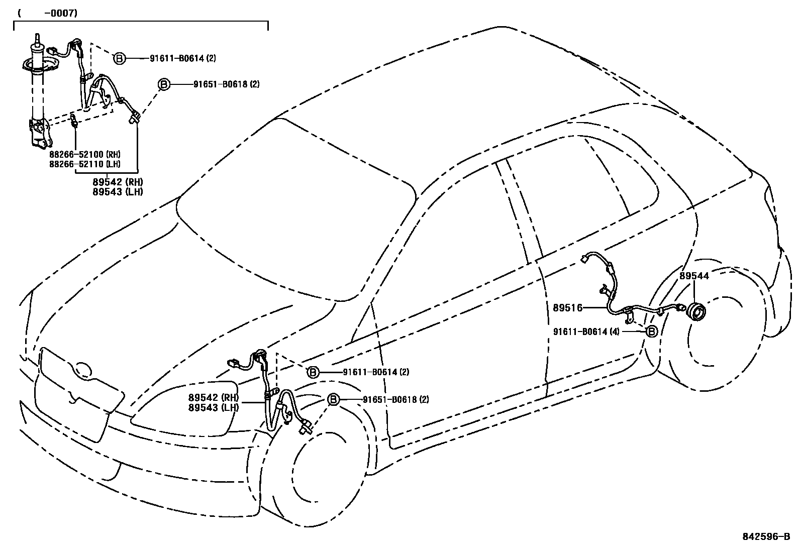 Toyota YARIS ABS 和 VSC EPC diagram — 842596B