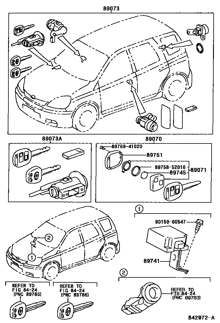 Toyota YARIS 遥控门锁 EPC diagram — 842972A