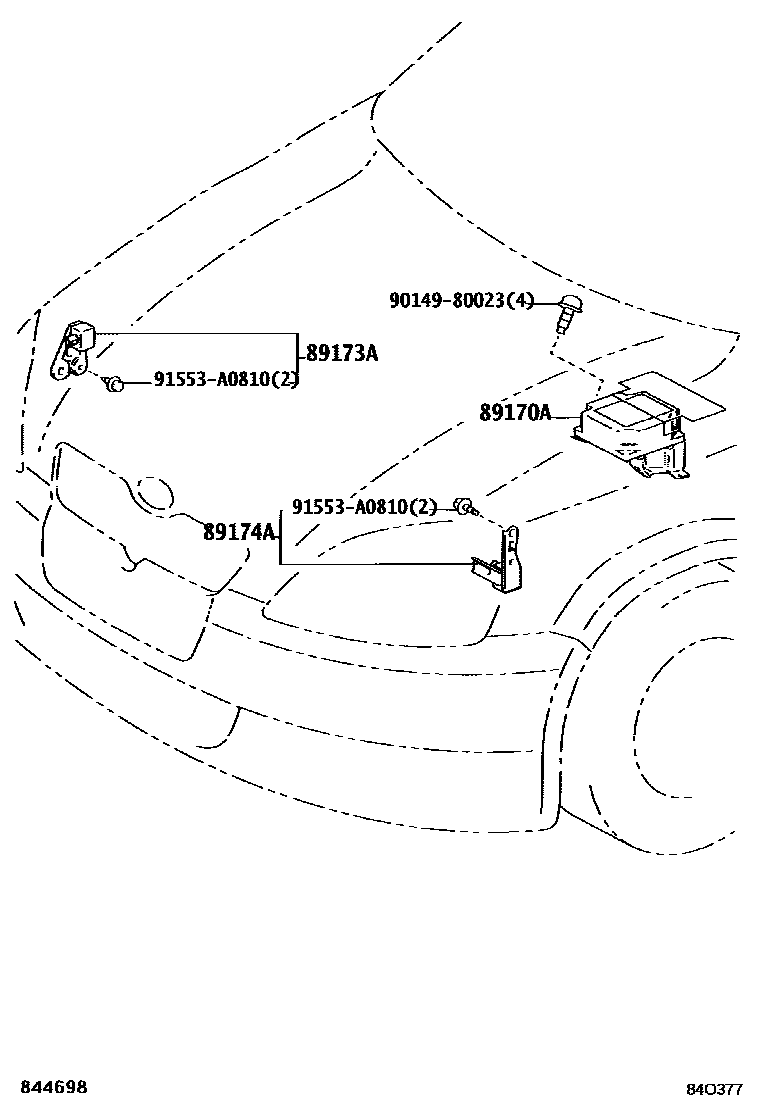Toyota YARIS 空气囊 EPC diagram — 84O377
