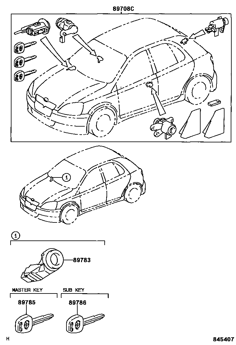 Toyota YARIS 防盗装置 EPC diagram — 845407